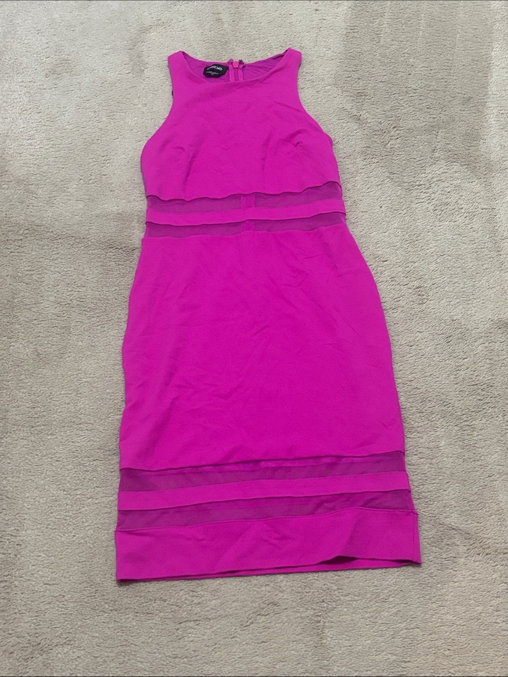 bebe Fuchsia Sheath Dress with Sheer Insets